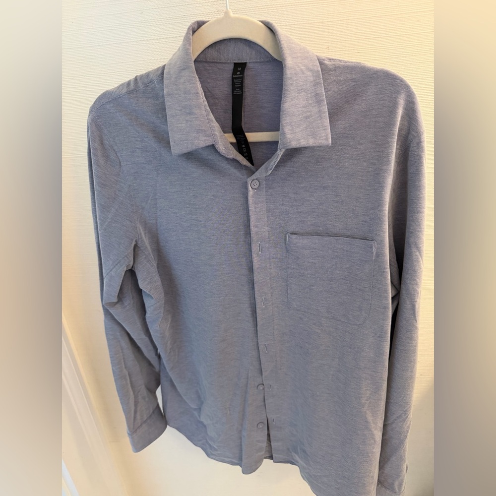 Lululemon Men's Long-Sleeve Button-Up Shirt - Light Blue